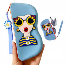 cute silicone sunglasses case featuring a pop-art character